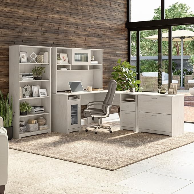 Bush Furniture Cabot 2 Drawer Lateral File Cabinet in Linen White Oak, Home - Image 4