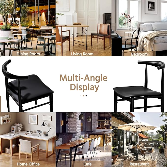 Yaheetech Dining Chairs Set of 4 Mid Century Modern Leather Dining Room Chairs - Image 9