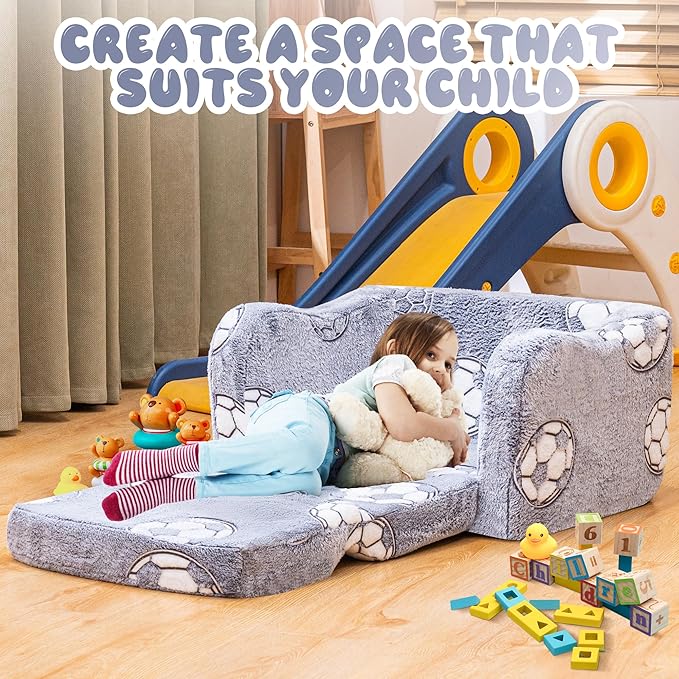 Lamerge 2-in-1 Toddler Couch, Glow in The Dark Baby Floor Bed, Foldable Toddler - Image 5