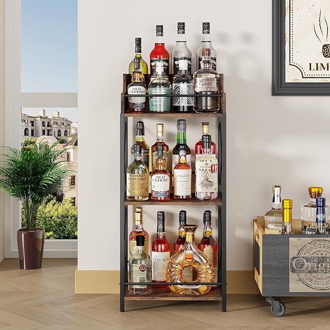 KLM Liquor Bottle Display Shelf, Coffee Syrup Rack Organizer, 3 Step Countertop - Image 9