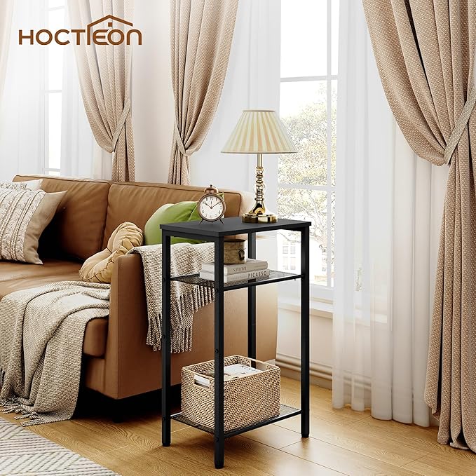 Hoctieon 2-Set 3 Tier End Table, Telephone Table Set of 2, Tall Side Table - Image 2