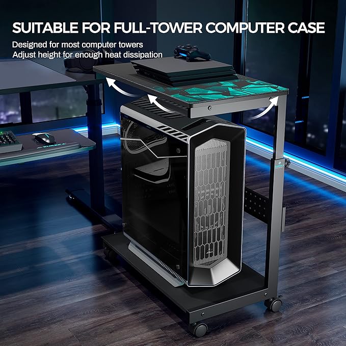 EUREKA ERGONOMIC PC Stand Computer Cart, Height Adjustable Tower Stand 2-Tier - Image 8