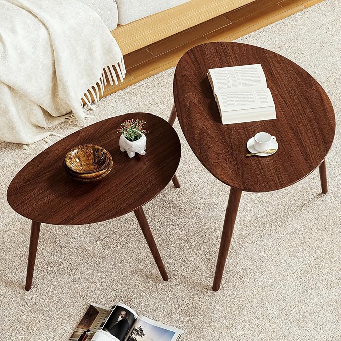 Small Oval Coffee Table, 25.6'' Small Mid Century Modern End Table - Image 5