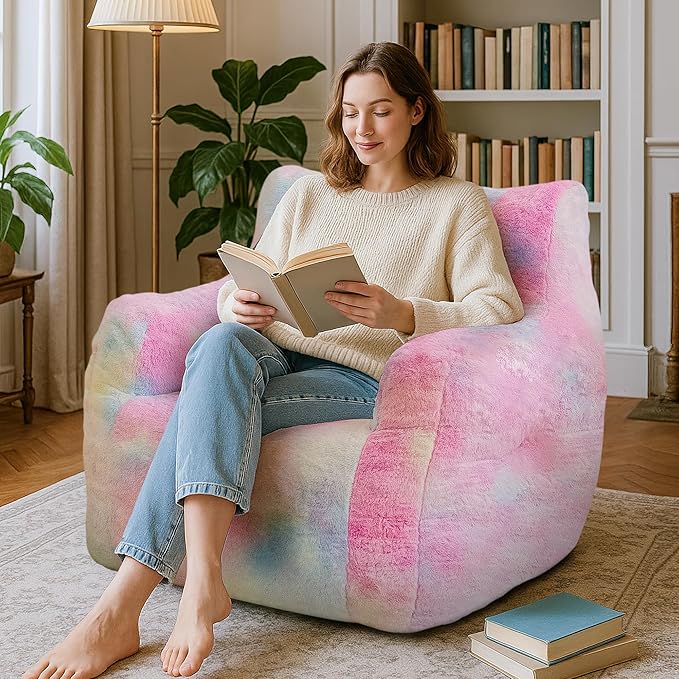 Bean Bag Chairs for Adults Ergonomic Support Reading Floor Sofa Chair - Image 9