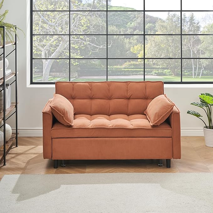 Ball & Cast Convertible Sofa Bed, Loveseat Sleeper Sofa W/Pull-Out Bed by BallCast