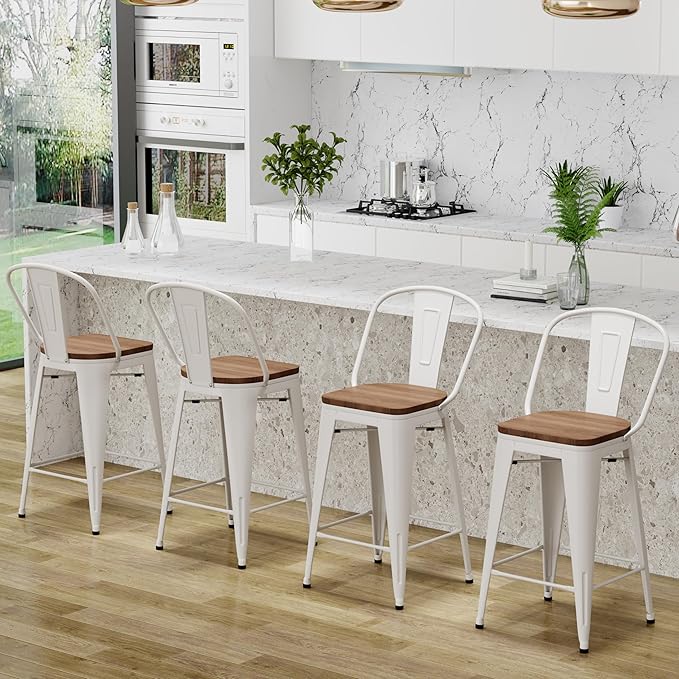 Changjie Furniture 24 Inches Metal Barstools Set of 4 Counter Height Bar Stools - Image 4