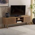 SAFAVIEH Averi TV Stand for up to 65" Flatscreen – Rustic Oak, 2 Sliding Doors by SAFAVIEH