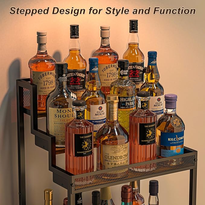 Trapezoidal Liquor Cabinet Bar for Home, Stepped Wine Rack Freestanding Floor - Image 2