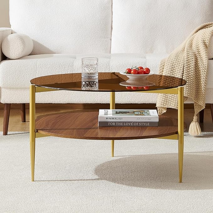Round Coffee Table, Mid-Century Modern Design, D30*H17 inch, - Image 3