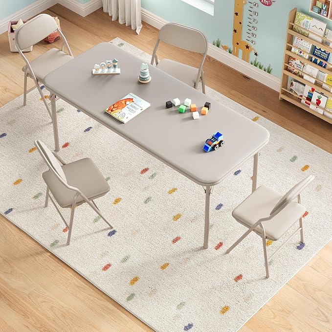 GarveeHome 5-Piece Kids Folding Table and Chairs Set, Toddlers Children's - Image 2
