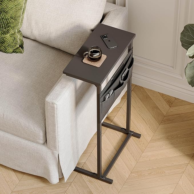 C Shaped End Table, Side Table for Sofa, Small TV Tray, Couch Table - Image 8