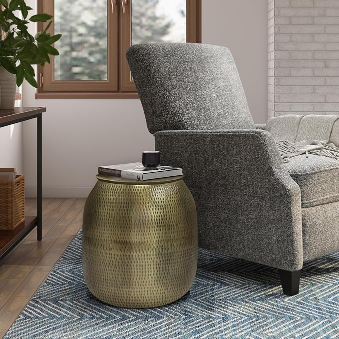 SIMPLIHOME Griffen Contemporary 19 inch Wide Metal Storage Accent Side Table in - Image 2
