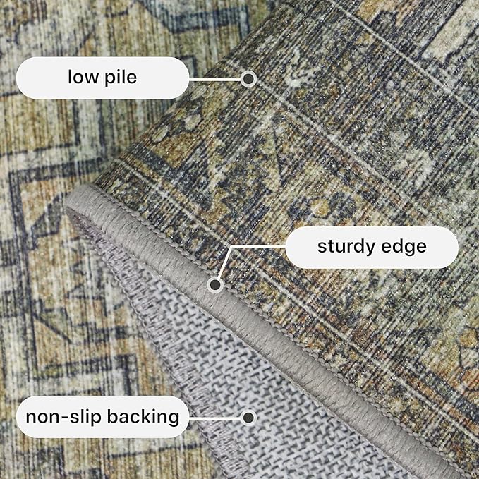 GENIMO 5x7 Area Rugs for Living Room, Machine Washable Non Slip Vintage Rugs - Image 6