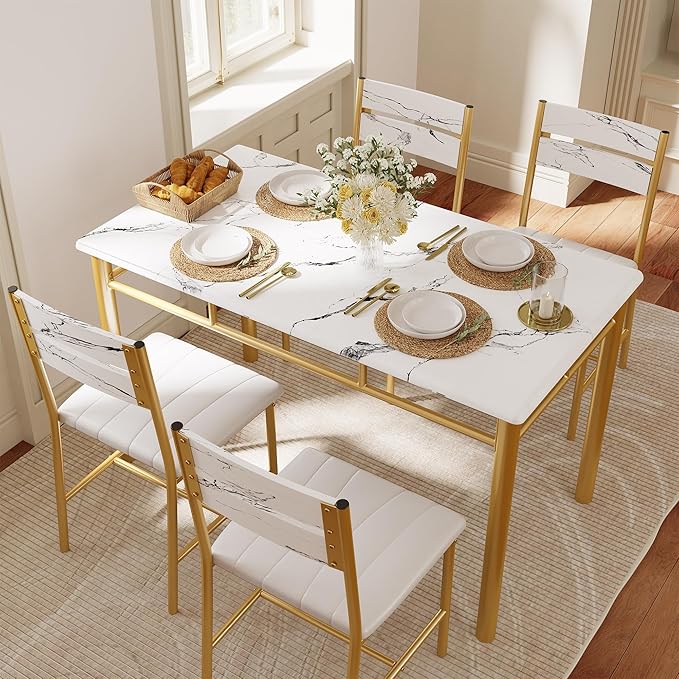 IRONCK Dining Table Set for 4, Wood Kitchen Table - Image 3