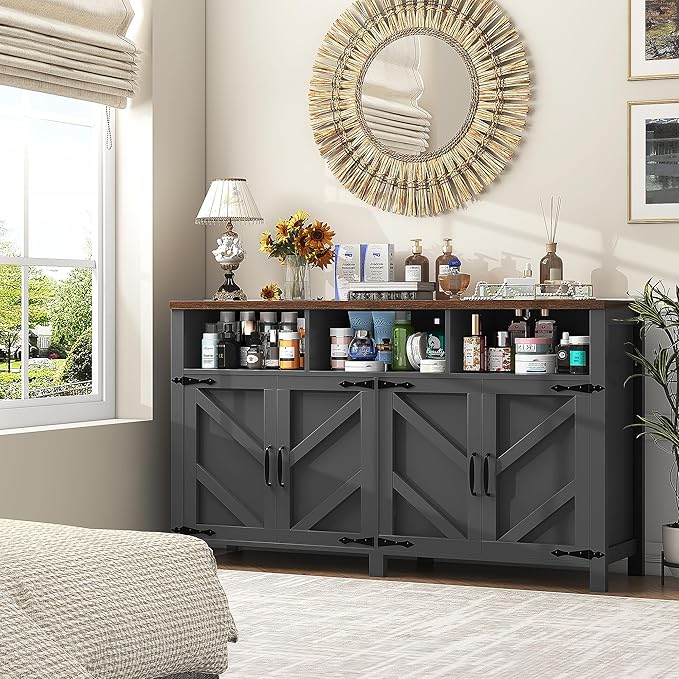 Buffet Sideboard with Storage Farmhouse with 4 Doors, Dining Room - Image 9