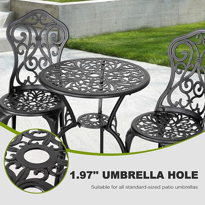 NUU GARDEN 3 Pieces Patio Bistro Set, Round Table - Image 4