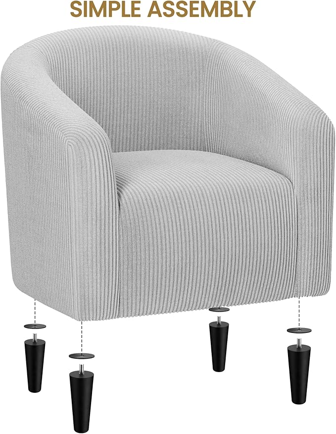 Yaheetech Accent Barrel Chair, Corduroy Fabric Club Chair, Furry Sherpa Elegant - Image 9