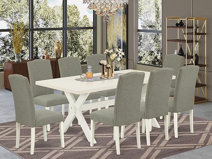 East West Furniture X027EN206-9 9 Piece Dining Table Set Includes a Rectangle - Image 2