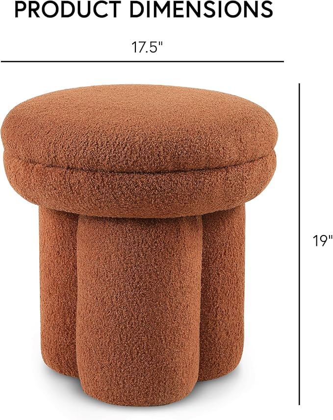 Furniture of America Rami Modern 18-inch Mushroom-Shape Upholstered Ottoman - Image 2