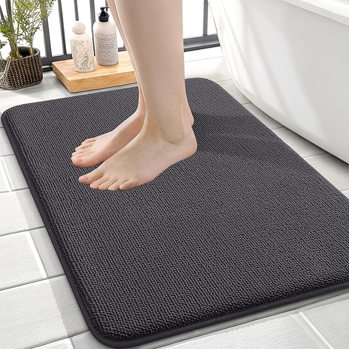 OLANLY Thick Memory Foam Bath Mat Rug 24x16, Extra Soft Absorbent Bathroom Rug by OLANLY