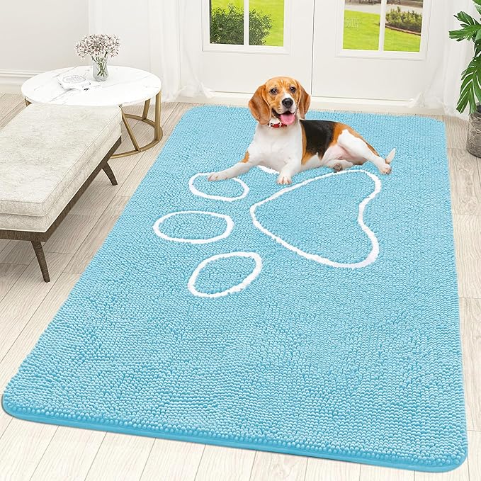 OLANLY Door Mat for Muddy Dog Paws 59x35, Ultra Absorbent Chenille Mud Doormat by OLANLY