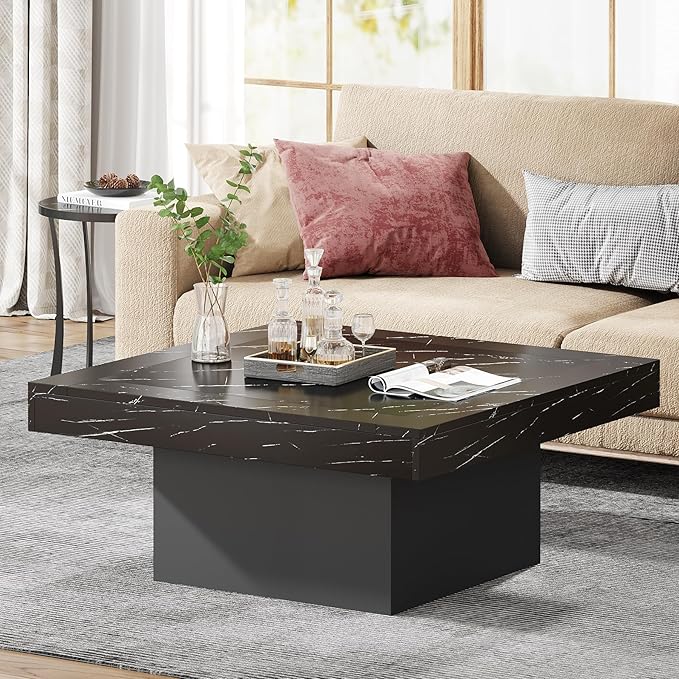 Tribesigns LED Coffee Table Square Engineered Wood Low Coffee Table - Image 4