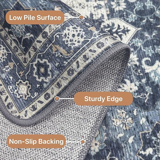 GENIMO 9x12 Area Rugs for Living Room, Machine Washable Non Slip Vintage Rugs - Image 6
