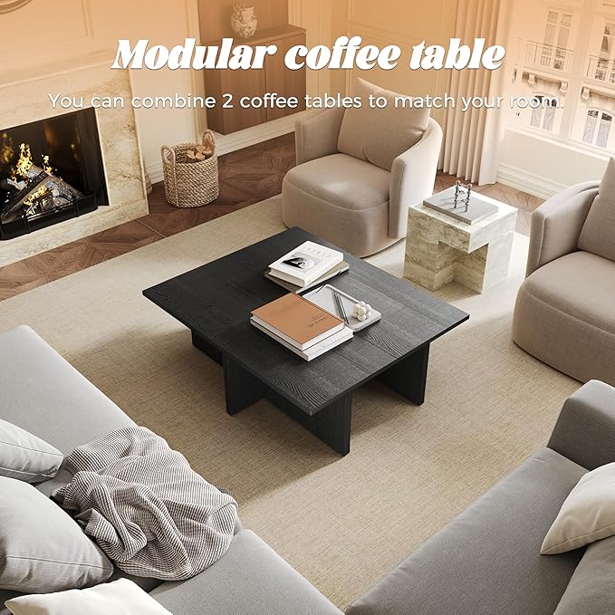 Luoxiao Rectangle Coffee Table for Living Room 47 inch Wood Modern Center - Image 8