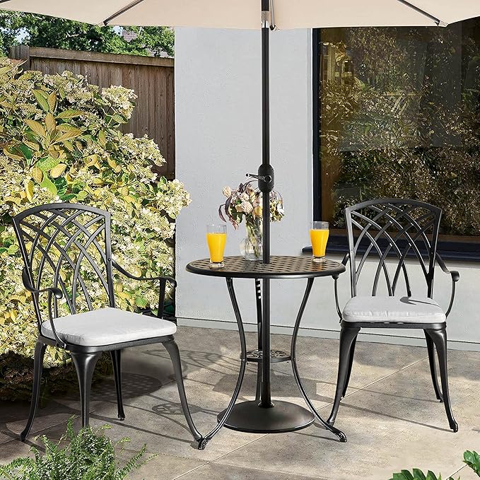 NUU GARDEN Bistro Set 3 Piece Outdoor Cast Aluminum Patio Bistro Set Patio - Image 8