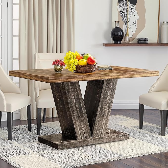 47 Inch Dining Table for 4, Farmhouse Dinner Table Wooden Kitchen Tables by Unknown