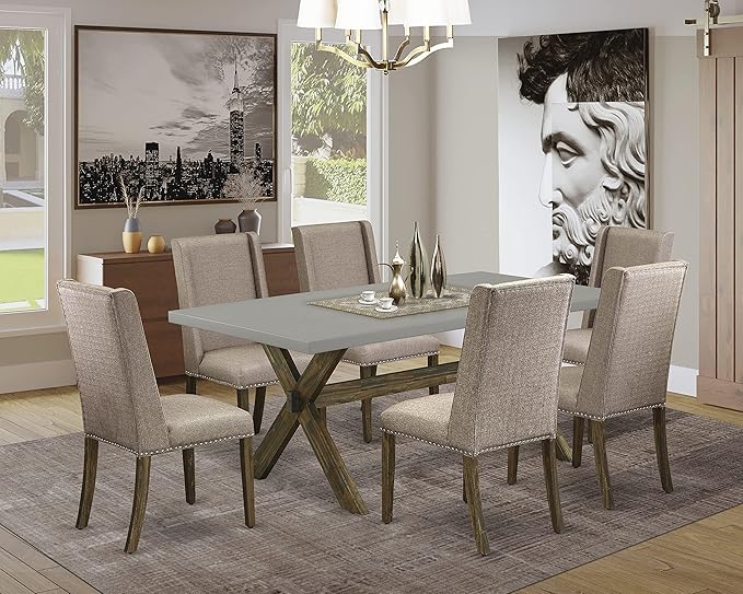 East West Furniture X797FL716-7 7 Piece Dining Table Set Consist of a Rectangle by EastWestFurniture
