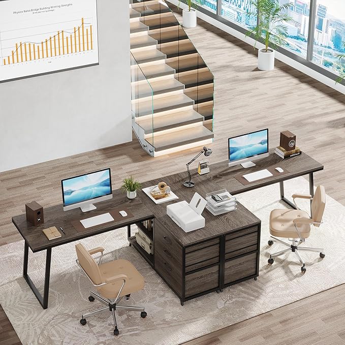 Tribesigns L-Shaped Desk with 3 Drawers, Reversible Corner Home Office Computer - Image 6