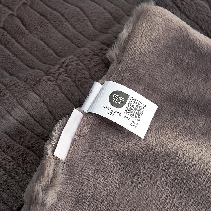Amélie Home Luxury Striped Faux Fur Throw Blanket - Image 8