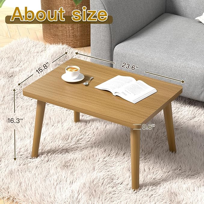 Small Coffee Table for Small Space, Low Table, Floor Table Desk for Sitting on - Image 3