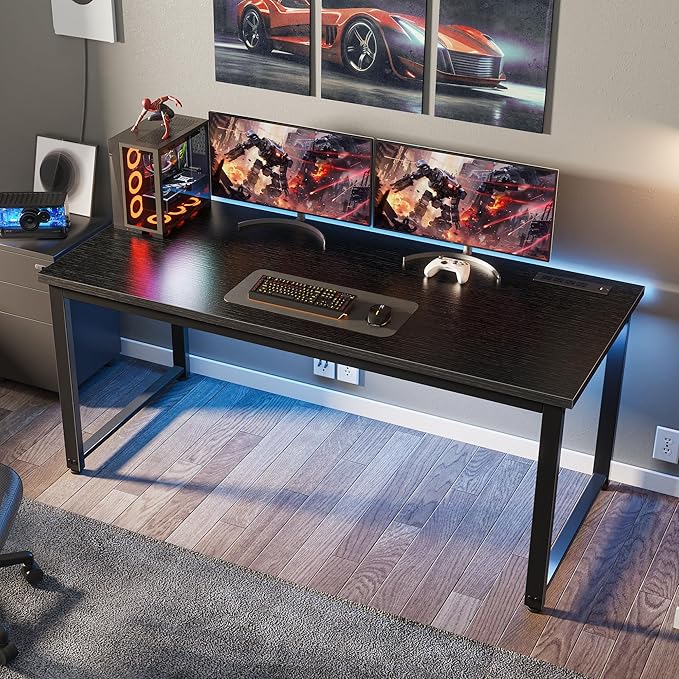 Huuger 55 x 24 inch Desk with Power Outlets & USB-C, Deeper & Thicker Desktop - Image 2