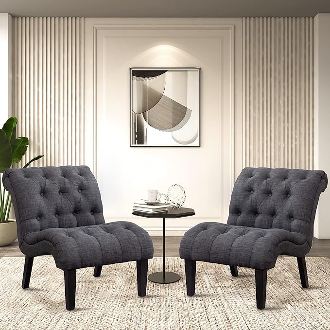 Yongqiang Accent Chairs Set of 2 Upholstered Living Room Bedroom Side Chairs - Image 3