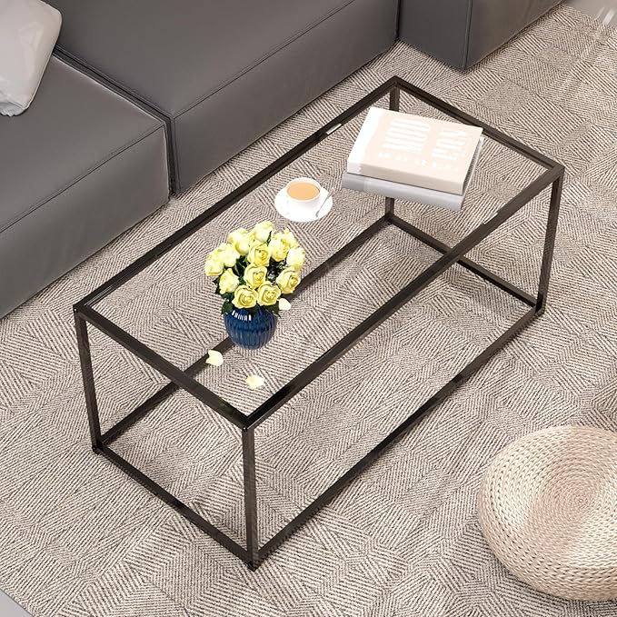 Glass Coffee Table Modern Center Table, Minimalist Coffee Table - Image 3