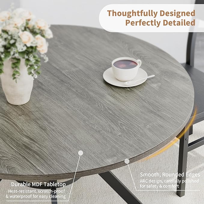 Round Dinner Table for 4, 42 Inch Kitchen & Dining Room Table - Image 5