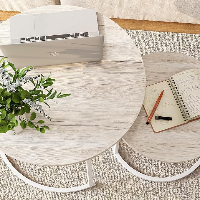 Round Coffee Table Set of 2 End Tables - Image 5