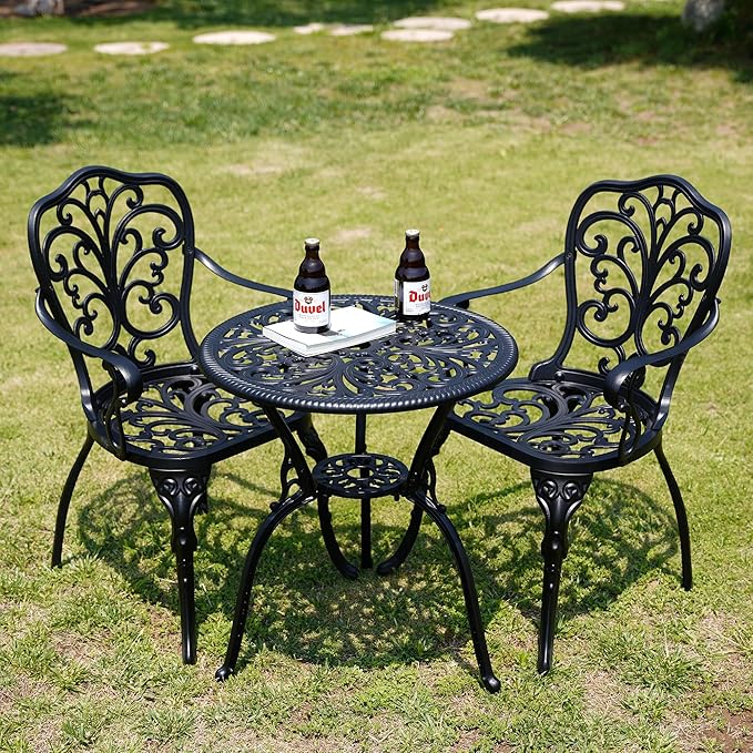 Bistro Set 3 Piece Outdoor, Bistro Table and Chairs Set of 2, All Weather Patio - Image 3