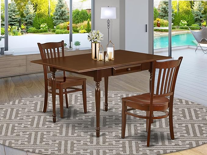 East West Furniture MZGR3-MAH-W 3 Piece Dinette Set - Image 2