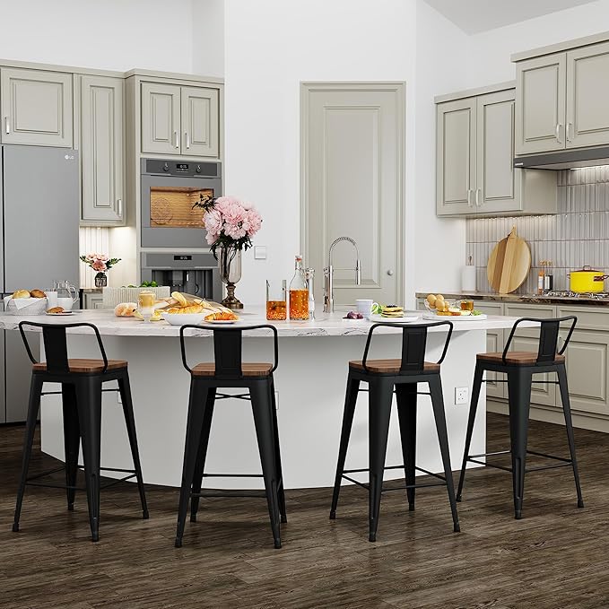 Yongchuang 24" Metal Barstools Set of 4 Counter Bar Stools - Image 6