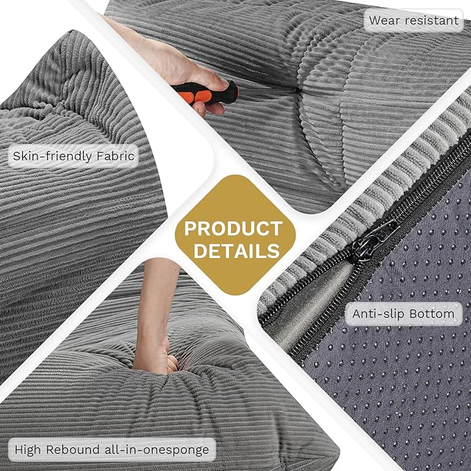 Bean Bag Chairs for Adults, Memory Foam Couch Sofa Chair, One-Piece Foam Padding - Image 5