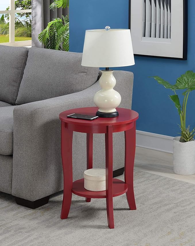 Convenience Concepts American Heritage Round End Table, Cranberry Red - Image 2