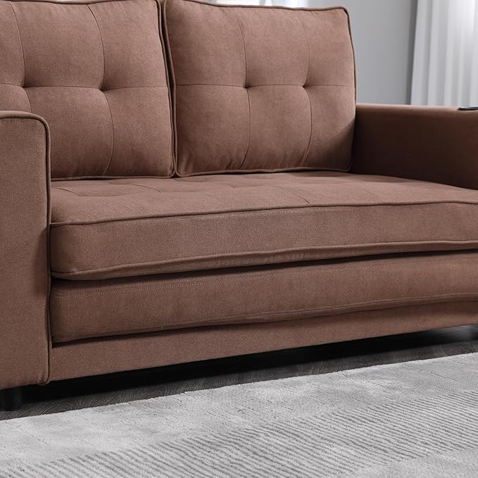ERYE 3 Fold Tufted Upholstered Futon Sofa Bed Modern Convertible Foldable Floor - Image 8