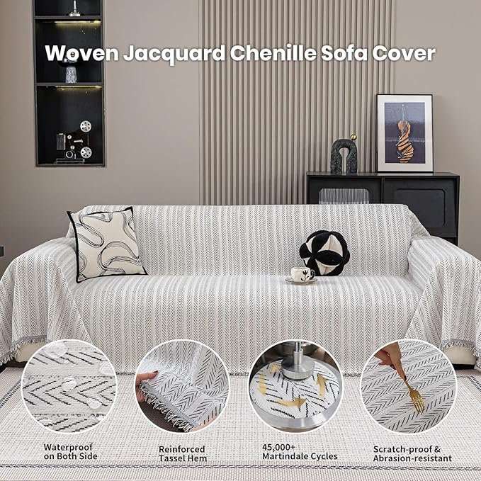 Nobildonna Sofa Chair Cover Waterproof Soft Thicken Chenille Cushion Couch Cover - Image 3