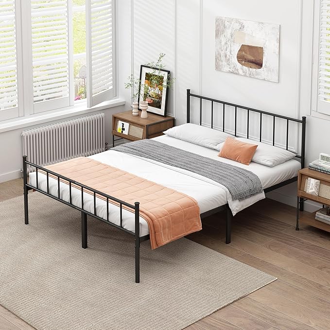 Full Bed Frame-Classic Metal Platform Bed Frame, Mattress Foundation - Image 4