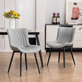 YOUTASTE Grey Dining Chairs Set of 2 Faux Leather Upholstered Kitchen Dining by YOUTASTE