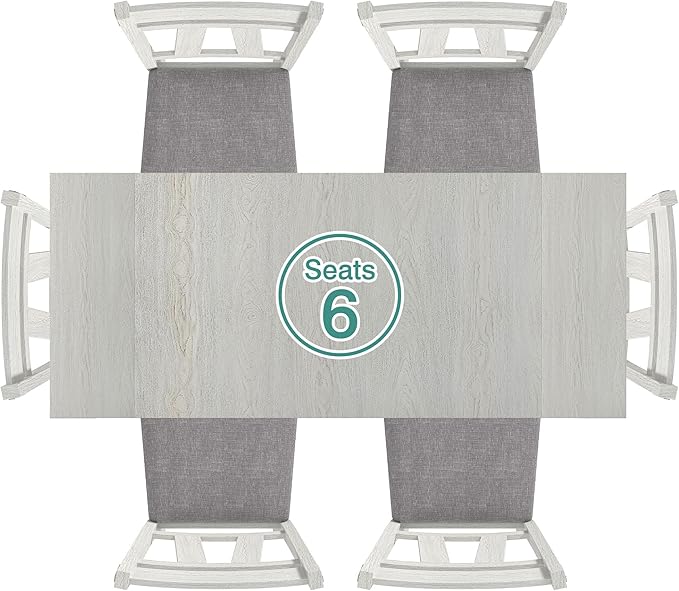 Wood Dining Table Set for 6, Modern Breakfast Dinette Kitchen Table - Image 2