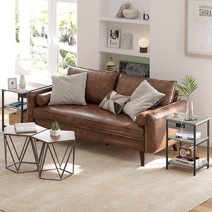 TUTOTAK End Table with Charging Station, Nightstand, 3-Tier Couch Side Table - Image 7